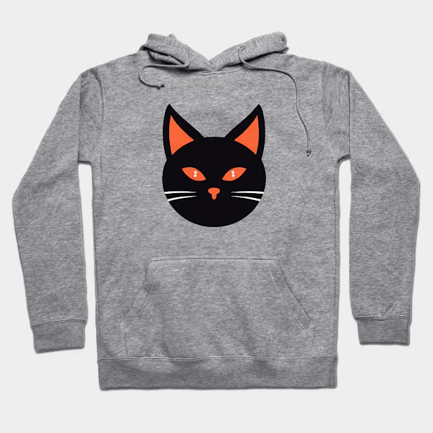 Round face of black cat with orange eyes Hoodie by KOTYA